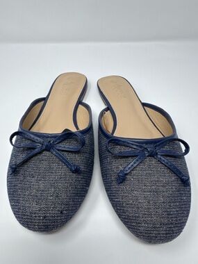 American Exchange Navy Woven Bow Mule Flats Size 9.5 NWT